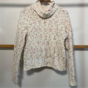 it’s our time speckled rainbow cowl neck sweater